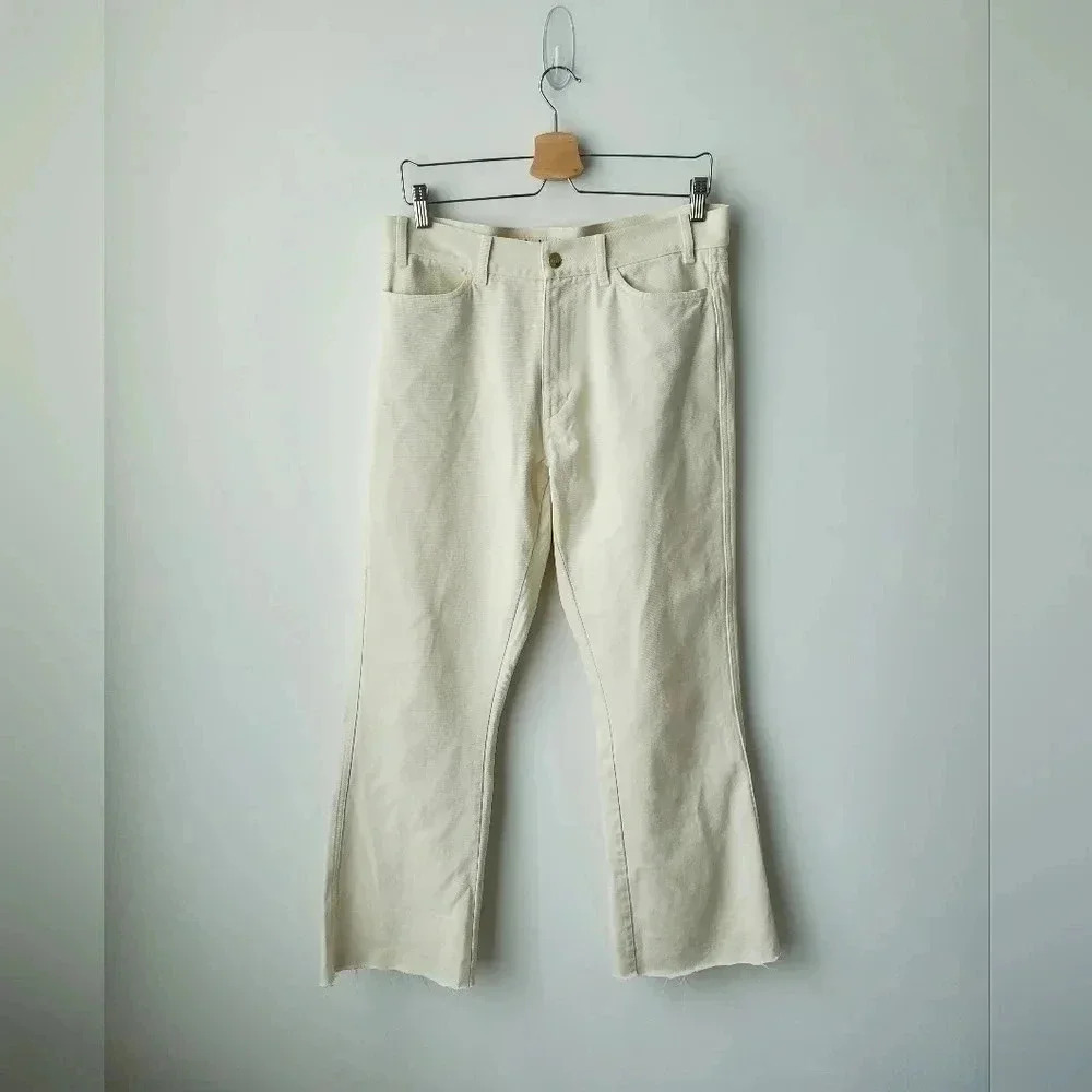 Ecru Flared Pants High Waist Cream Wide Leg Minimalist Stockholm Surfer Club